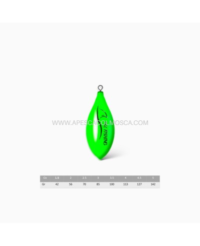 Piombo M2 Fishing XR Plastificato con girella Verde Fosfo