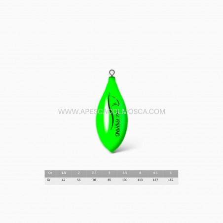 Piombo M2 Fishing XR Plastificato con girella Verde Fosfo