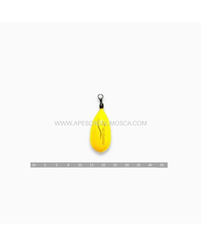 Piombo M2 Fishing a pera plastificato con girella Giallo Ocra