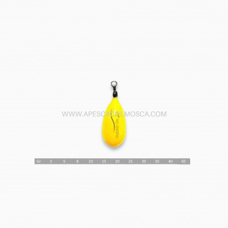 Piombo M2 Fishing a pera plastificato con girella Giallo Ocra