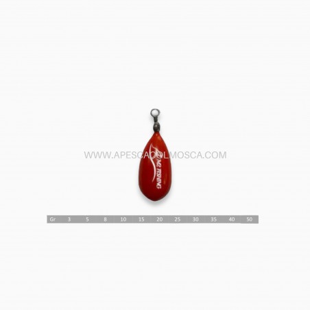 Piombo M2 Fishing a pera plastificato con girella Rosso Intenso